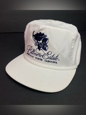 VTG Asheville, North Carolina Biltmore Estate Embroidered White Hat Adjustable